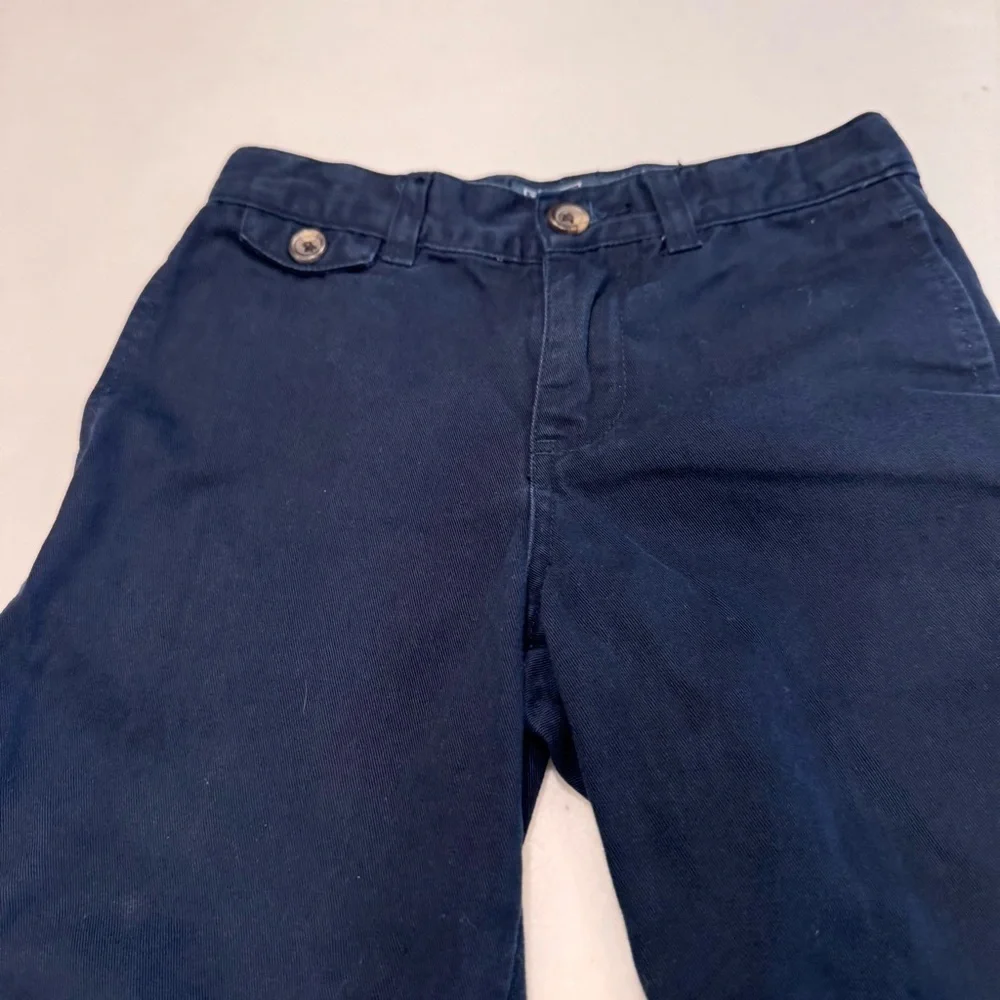 Ralph Lauren Boys 2 Pcs Set Navy Chinos & Blue Button Down Plaid Shirt Size 5
